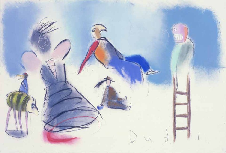 Osiodłajcie mi wielką białą gęś&nbsp;&nbsp;&nbsp;&nbsp;2000&nbsp;&nbsp;&nbsp;&nbsp;kredka olejowa i pastel&nbsp;&nbsp;&nbsp;&nbsp;107 x 145cm